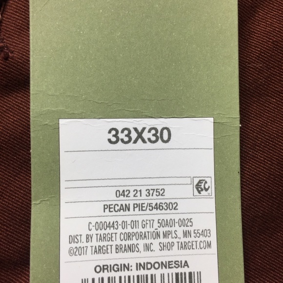 NWT Slim Fit Hennepin Chino Pant 33 x 30 Red Brown - Picture 8 of 11